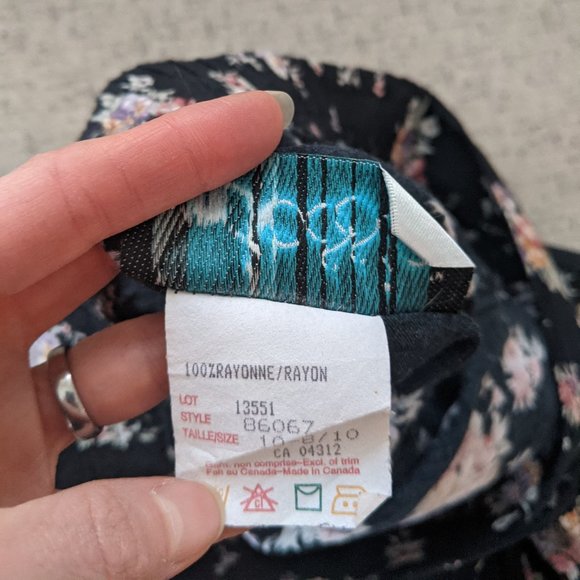 Vintage maxi long floral dark navy button skirt - Picture 4 of 4